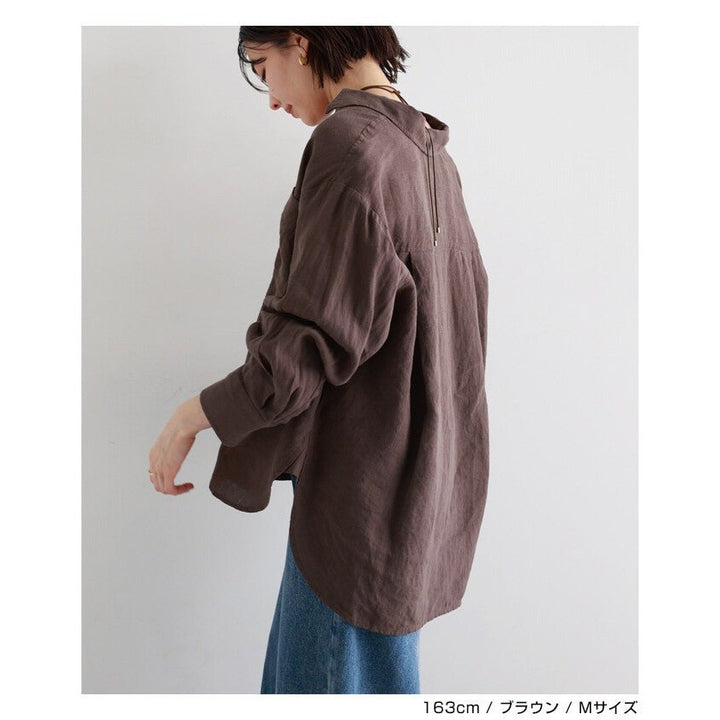 【evernavy】100%亞麻寬鬆長袖襯衫 柔軟水洗質感 Japan E-Shop