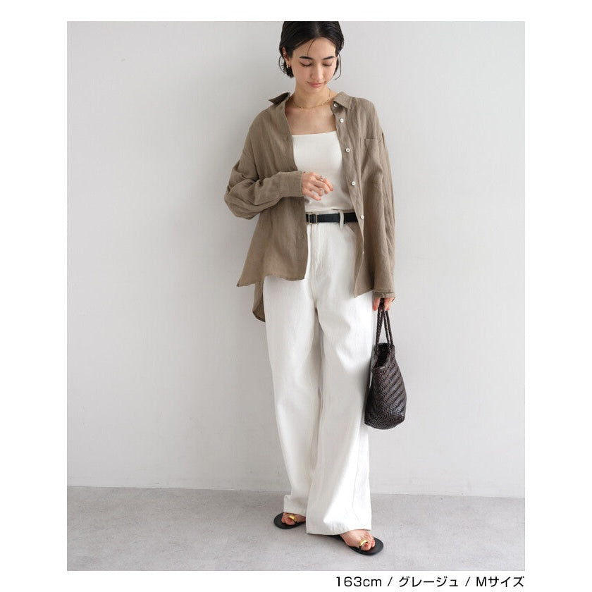 【evernavy】100%亞麻寬鬆長袖襯衫 柔軟水洗質感 Japan E-Shop