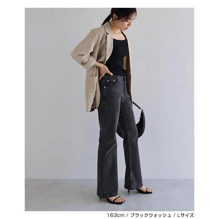 【evernavy】高彈力高腰修身微喇叭牛仔褲 Japan E-Shop