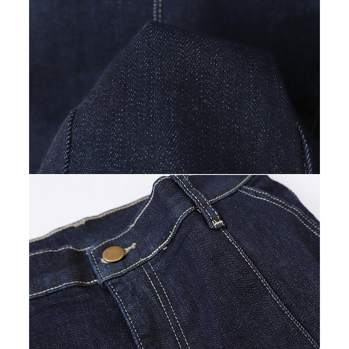 【evernavy】高彈力高腰壓線修身錐形牛仔褲 Japan E-Shop