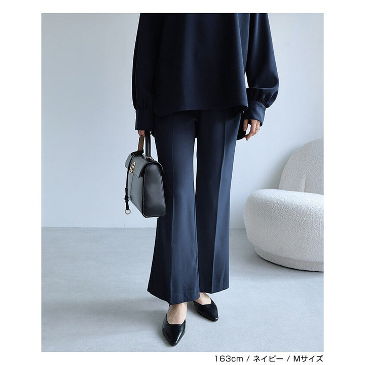 【evernavy】柔垂彈性腰微喇叭長褲 Japan E-Shop