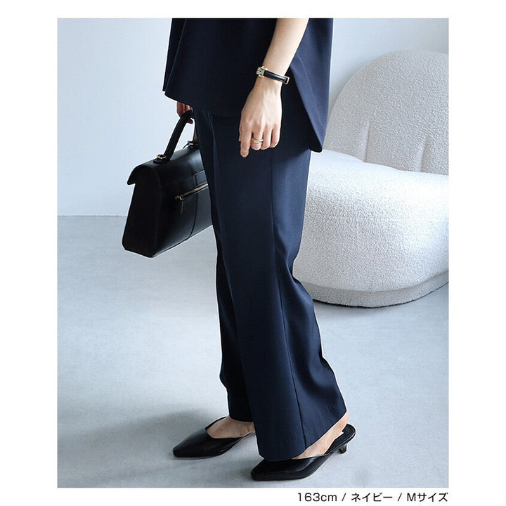 【evernavy】柔垂彈性腰微喇叭長褲 Japan E-Shop