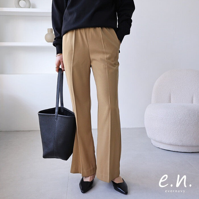 【evernavy】柔垂彈性腰微喇叭長褲 Japan E-Shop