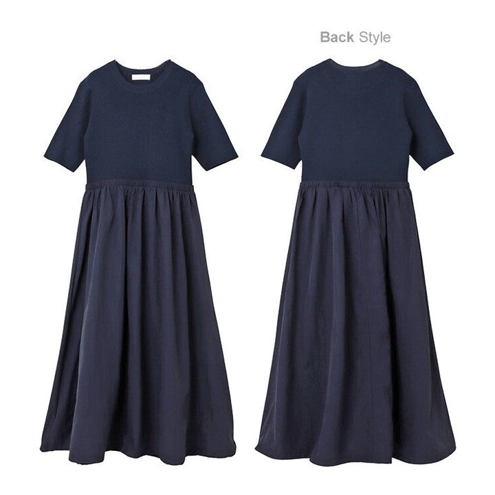 【evernavy】羅紋針織拼接抽繩氣球長洋裝 Japan E-Shop