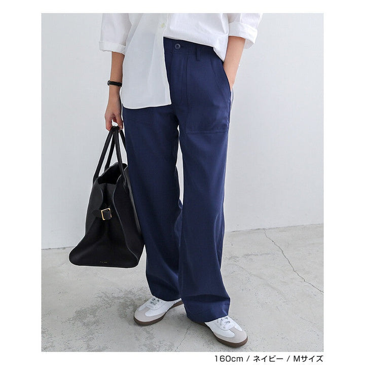 【evernavy】柔垂可調腰寬版工作長褲 Japan E-Shop