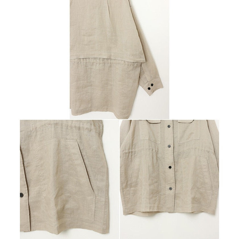 【evernavy】純苧麻透氣立領抽繩襯衫外套 Japan E-Shop