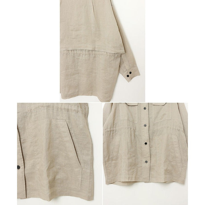 【evernavy】純苧麻透氣立領抽繩襯衫外套 Japan E-Shop