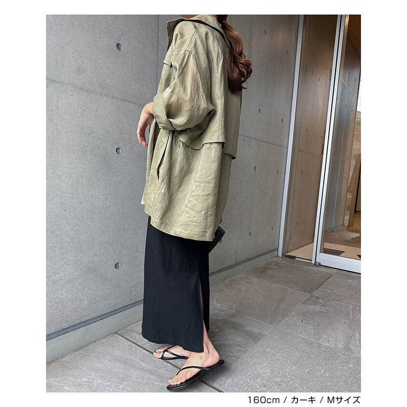 【evernavy】純苧麻透氣立領抽繩襯衫外套 Japan E-Shop