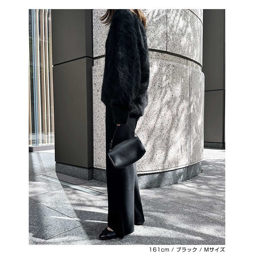 【evernavy】羊毛混紡厚針織微喇叭寬褲 Japan E-Shop
