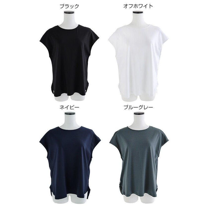 【evernavy】100%純棉絲光法式袖寬鬆上衣 圓領亮澤 Japan E-Shop