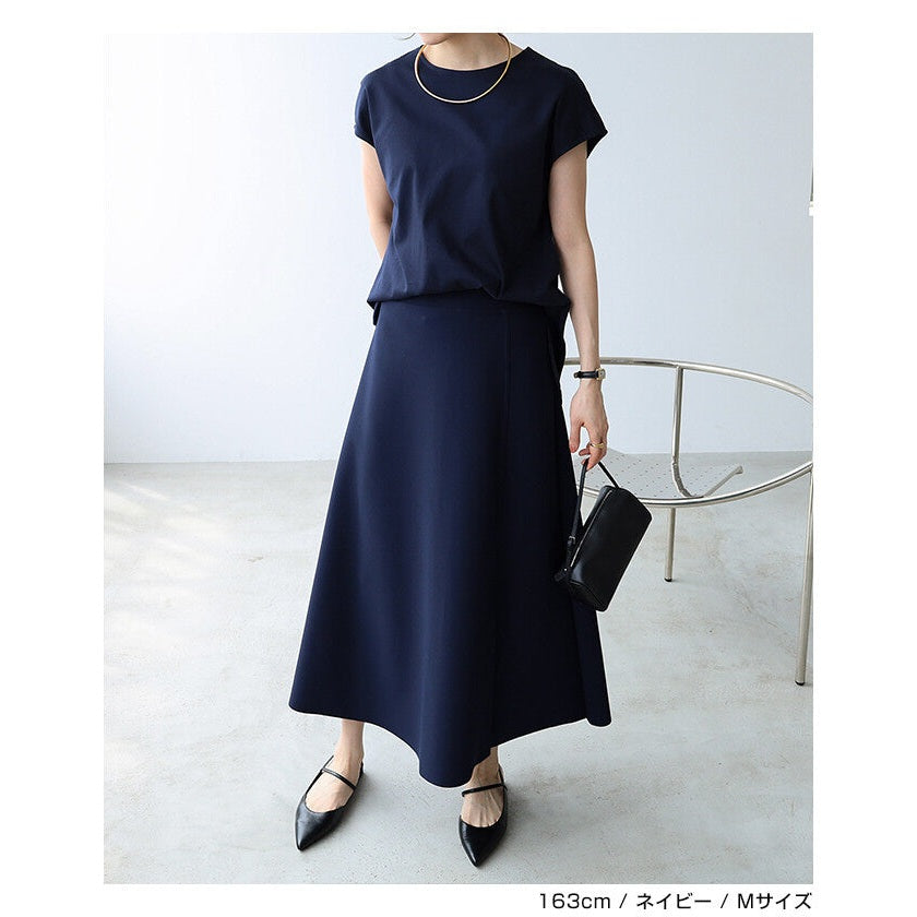 【evernavy】100%純棉絲光法式袖寬鬆上衣 圓領亮澤 Japan E-Shop