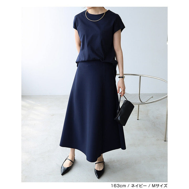 【evernavy】100%純棉絲光法式袖寬鬆上衣 圓領亮澤 Japan E-Shop