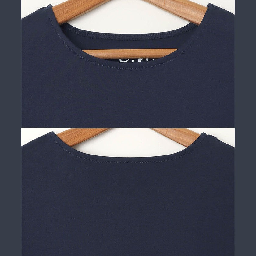 【evernavy】100%純棉絲光法式袖寬鬆上衣 圓領亮澤 Japan E-Shop