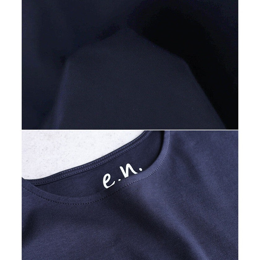 【evernavy】100%純棉絲光法式袖寬鬆上衣 圓領亮澤 Japan E-Shop