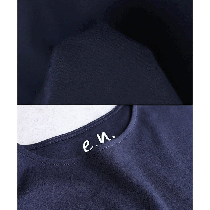 【evernavy】100%純棉絲光法式袖寬鬆上衣 圓領亮澤 Japan E-Shop