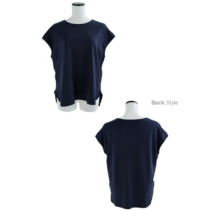【evernavy】100%純棉絲光法式袖寬鬆上衣 圓領亮澤 Japan E-Shop