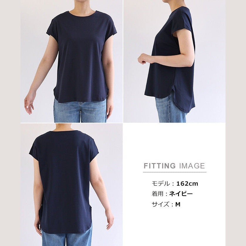 【evernavy】100%純棉絲光法式袖寬鬆上衣 圓領亮澤 Japan E-Shop