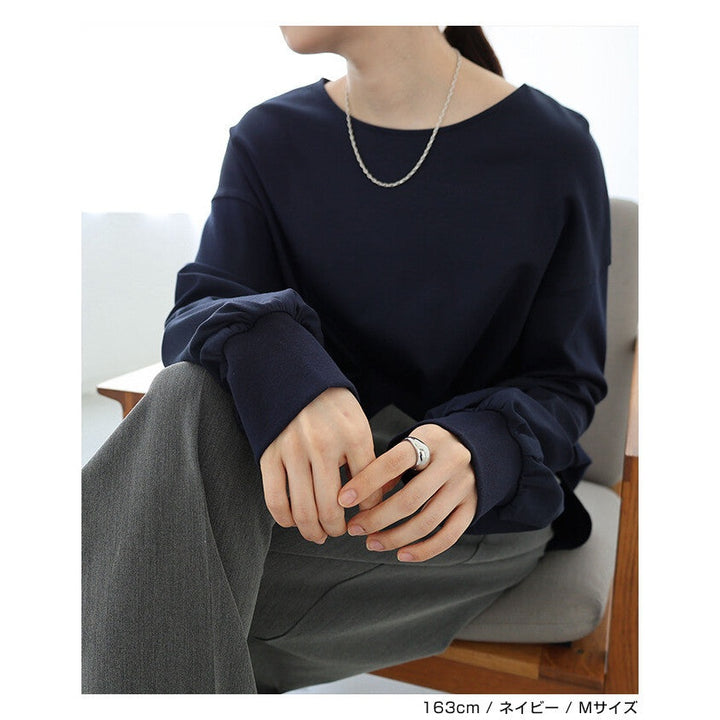 【evernavy】絲光純棉蓬袖長版上衣 Japan E-Shop
