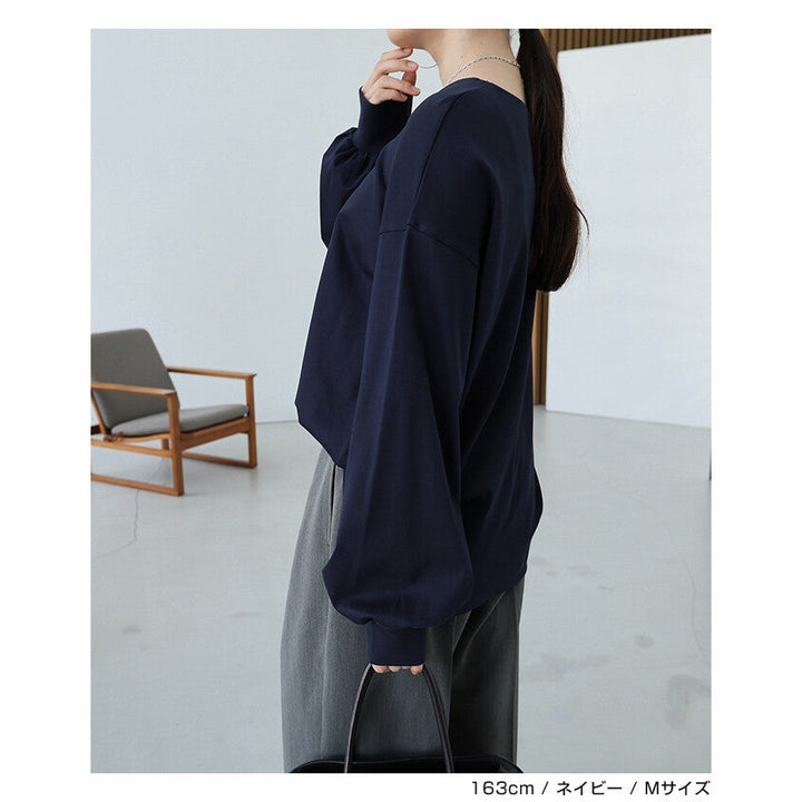 【evernavy】絲光純棉蓬袖長版上衣 Japan E-Shop