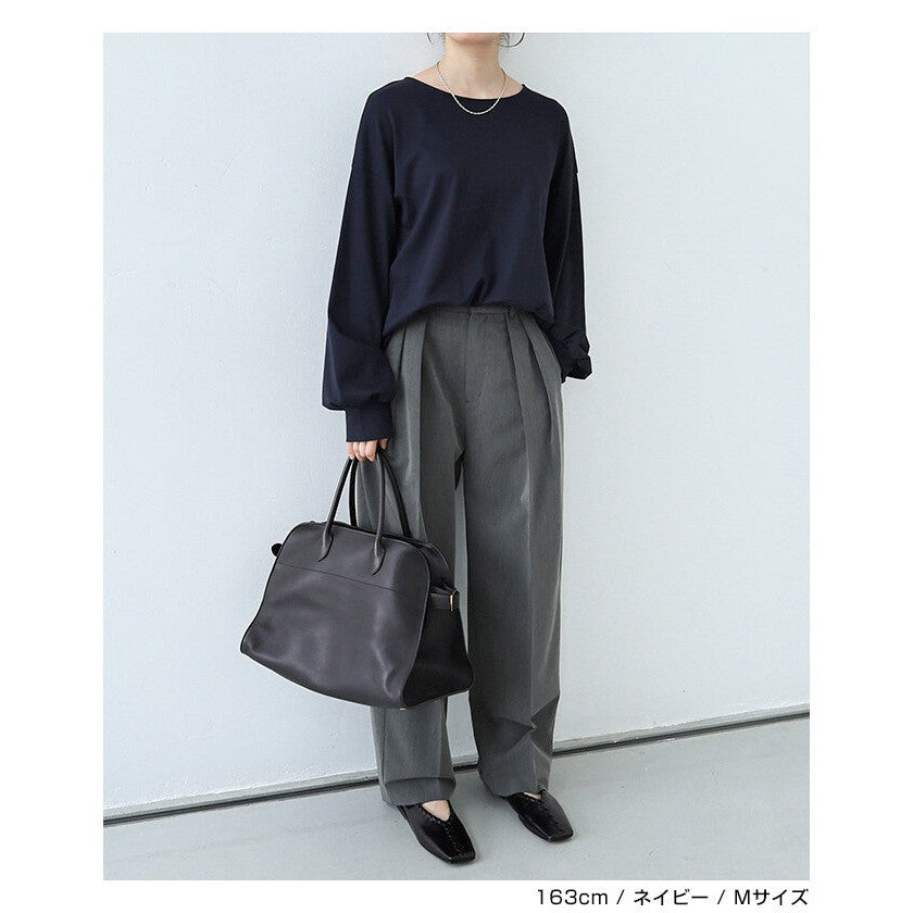 【evernavy】絲光純棉蓬袖長版上衣 Japan E-Shop