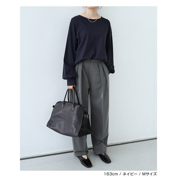 【evernavy】絲光純棉蓬袖長版上衣 Japan E-Shop