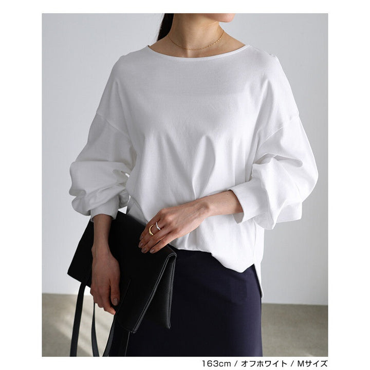 【evernavy】絲光純棉蓬袖長版上衣 Japan E-Shop