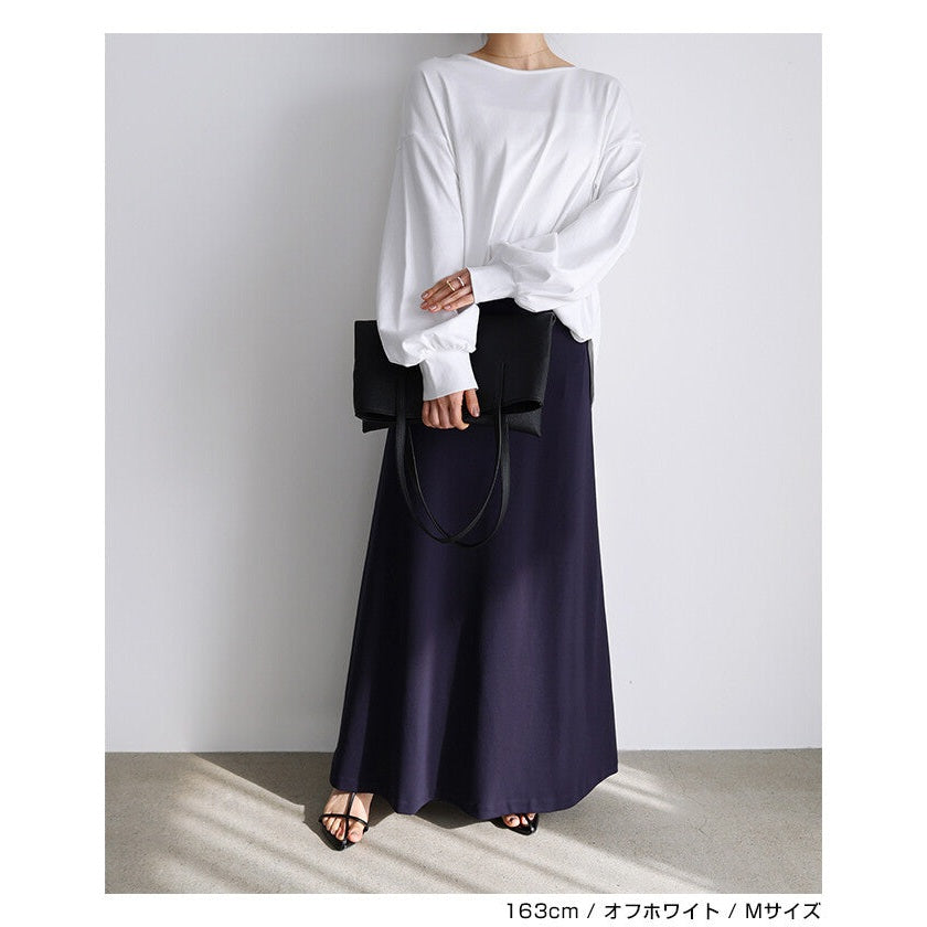 【evernavy】絲光純棉蓬袖長版上衣 Japan E-Shop