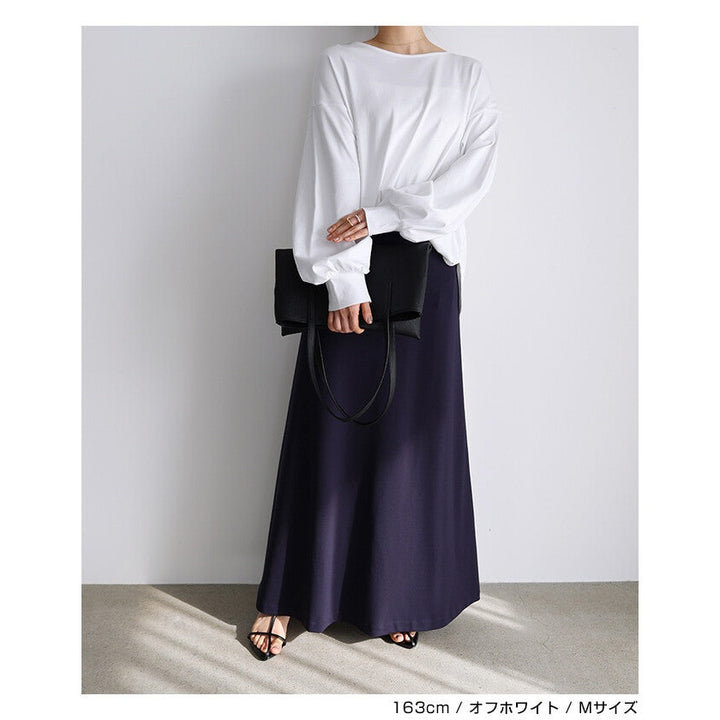【evernavy】絲光純棉蓬袖長版上衣 Japan E-Shop