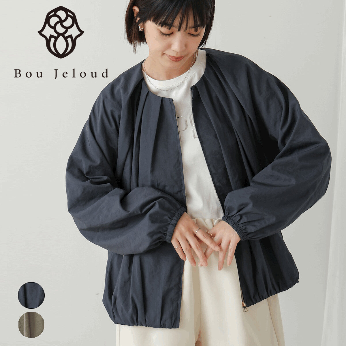 【Bou Jeloud】光澤塔夫綢立體短外套 顏色