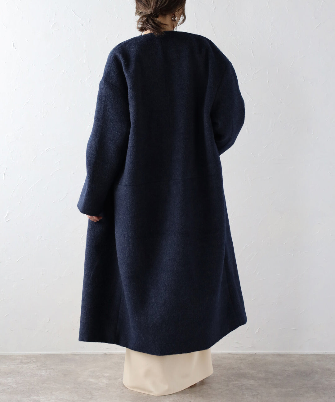 【TOPWHOLE】毛絨長版拉鍊大衣 海軍藍 Japan E-Shop