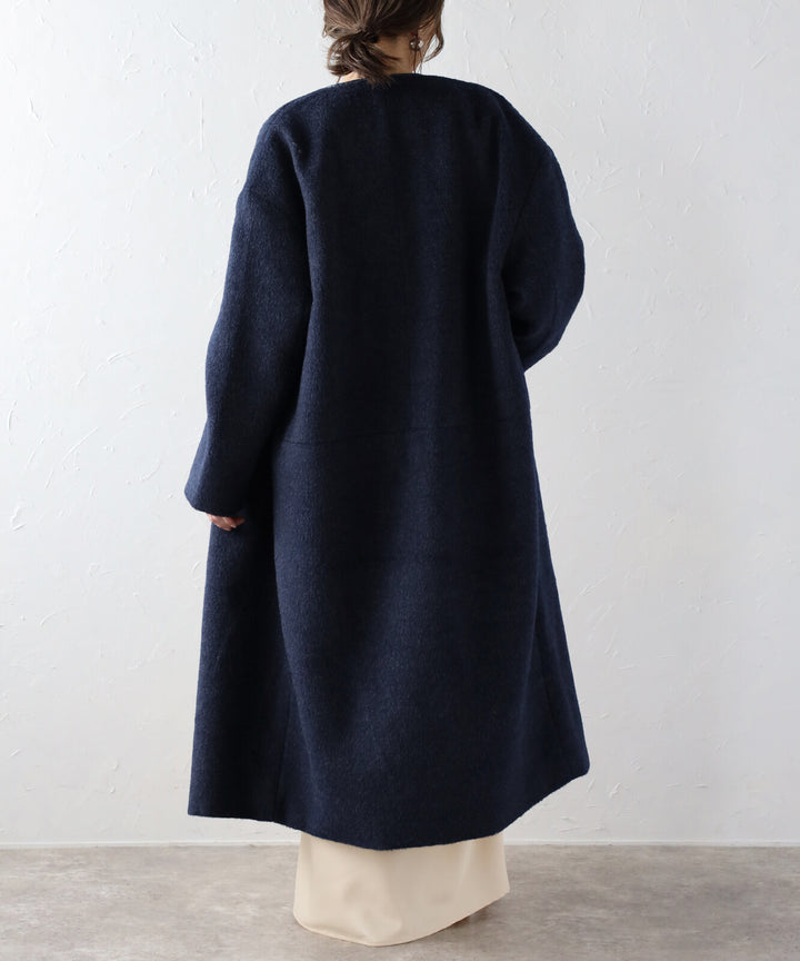 【TOPWHOLE】毛絨長版拉鍊大衣 海軍藍 Japan E-Shop