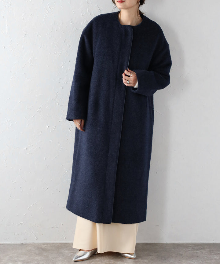 【TOPWHOLE】毛絨長版拉鍊大衣 海軍藍 Japan E-Shop