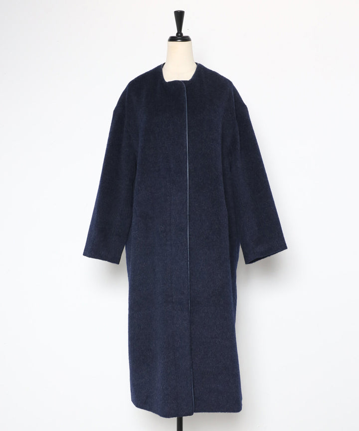 【TOPWHOLE】毛絨長版拉鍊大衣 海軍藍 Japan E-Shop