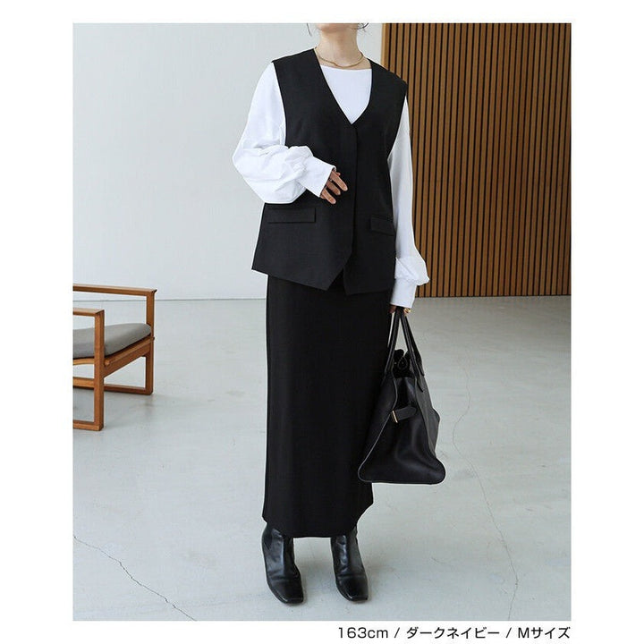 【evernavy】無領長版修身西裝背心 Japan E-Shop