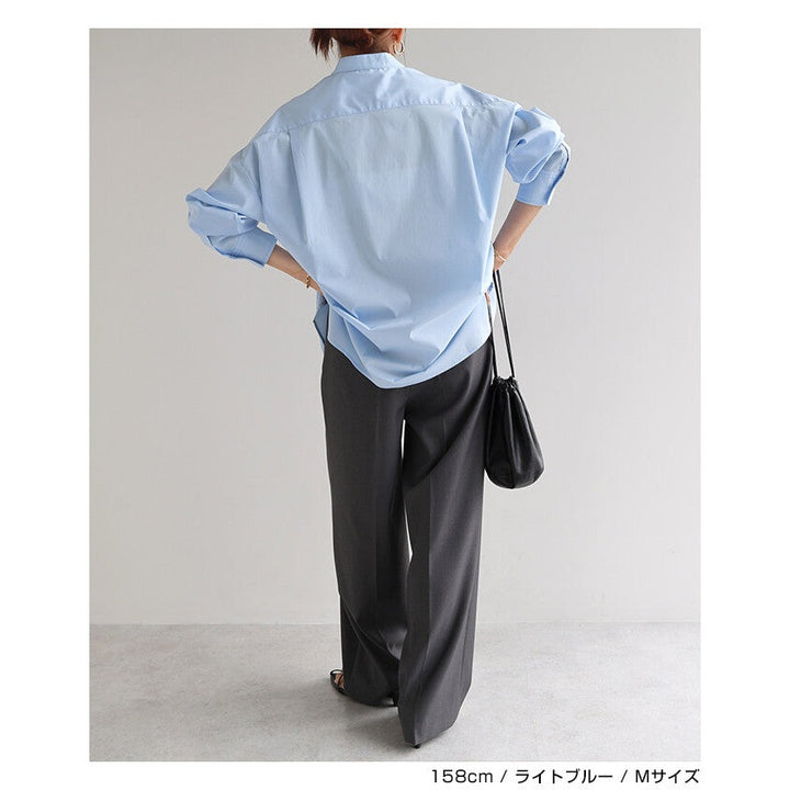 【evernavy】易整理挺身棉混紡立領長袖襯衫 Japan E-Shop