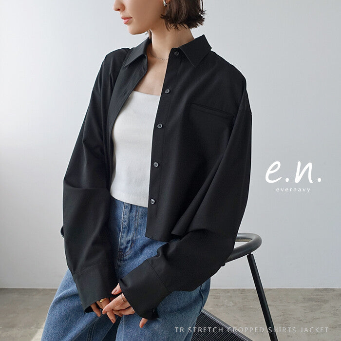 【evernavy】彈性西裝布立體短版襯衫外套 Japan E-Shop