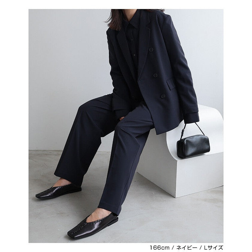 【evernavy】彈性西裝布雙褶繭型寬褲 Japan E-Shop