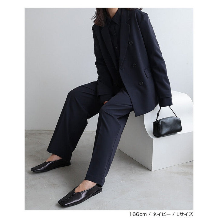 【evernavy】彈性西裝布雙褶繭型寬褲 Japan E-Shop