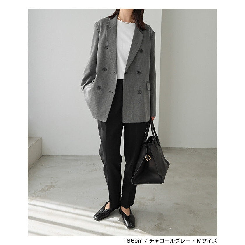【evernavy】彈性西裝布寬鬆雙排扣西裝外套 Japan E-Shop