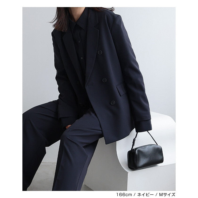 【evernavy】彈性西裝布寬鬆雙排扣西裝外套 Japan E-Shop