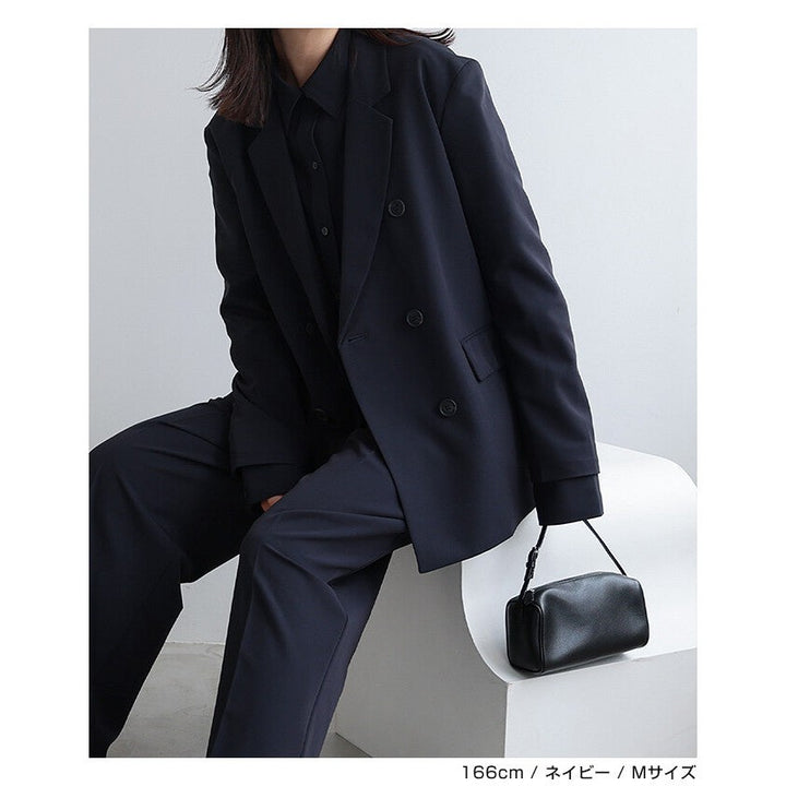 【evernavy】彈性西裝布寬鬆雙排扣西裝外套 Japan E-Shop