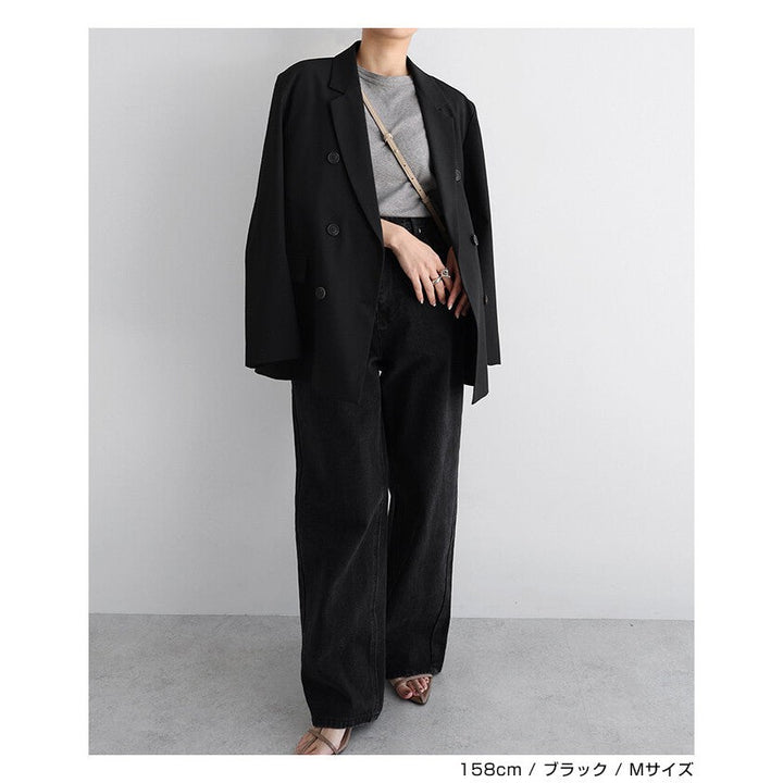 【evernavy】彈性西裝布寬鬆雙排扣西裝外套 Japan E-Shop