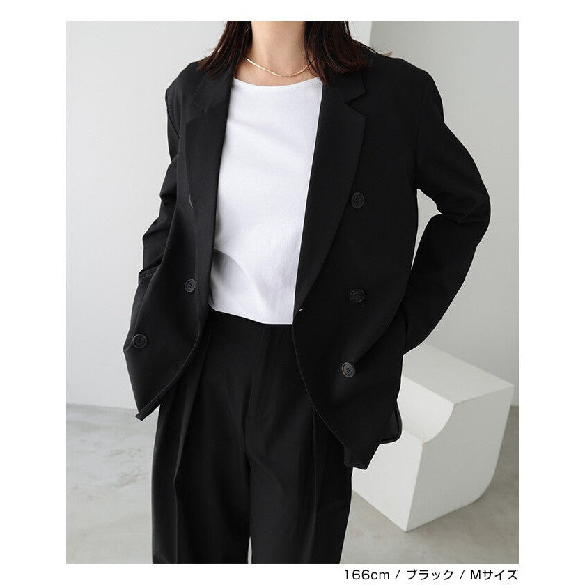 【evernavy】彈性西裝布寬鬆雙排扣西裝外套 Japan E-Shop