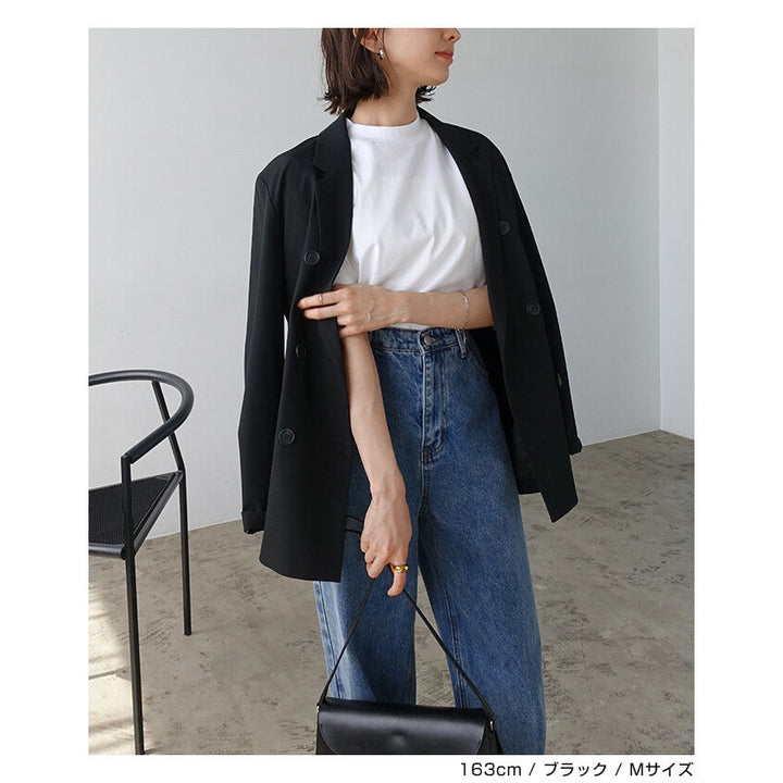 【evernavy】彈性西裝布寬鬆雙排扣西裝外套 Japan E-Shop