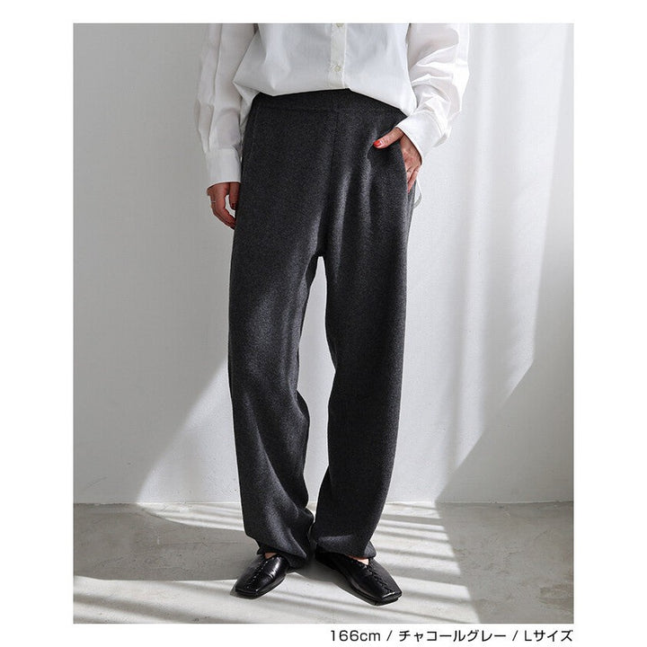 【evernavy】100% 羊毛密針弧形針織長褲 Japan E-Shop