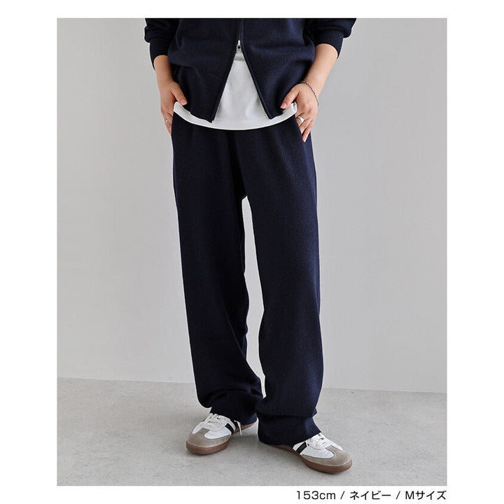 【evernavy】100% 羊毛密針弧形針織長褲 Japan E-Shop