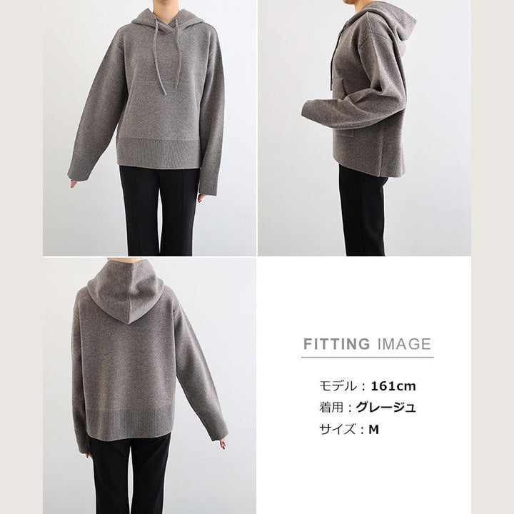 【evernavy】羊毛混紡雙層針織連帽上衣 Japan E-Shop