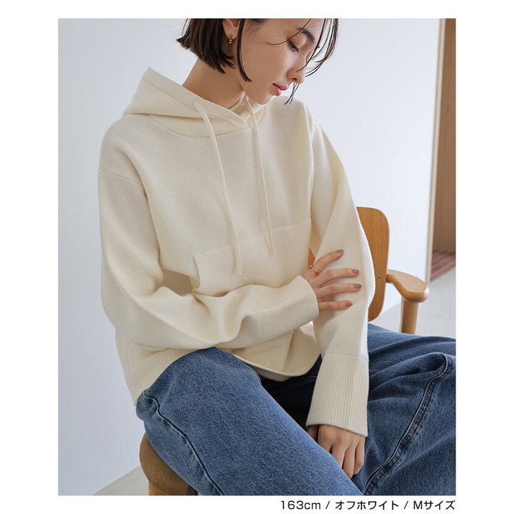 【evernavy】羊毛混紡雙層針織連帽上衣 Japan E-Shop