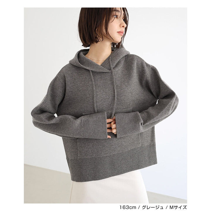 【evernavy】羊毛混紡雙層針織連帽上衣 Japan E-Shop