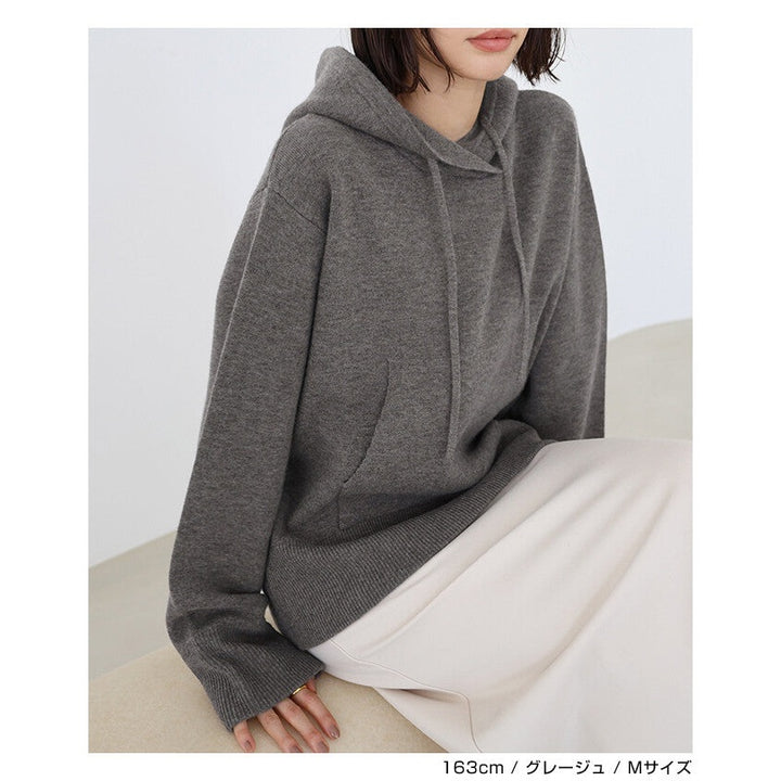 【evernavy】羊毛混紡雙層針織連帽上衣 Japan E-Shop